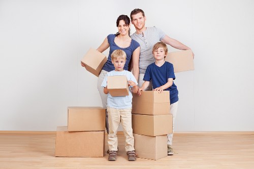 Van loading process with secured items and trained movers