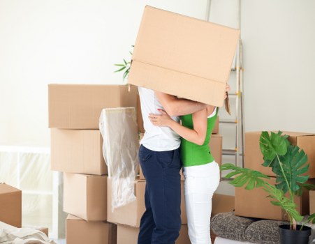Organised furniture and boxes ready for storage collection in Bexleyheath